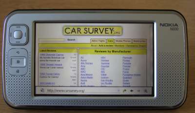 Carsurvey.org on an N800